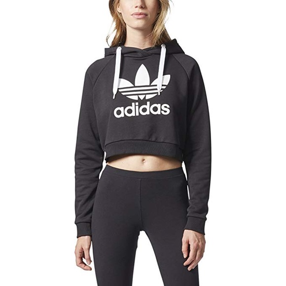 adidas cropped hoodie black